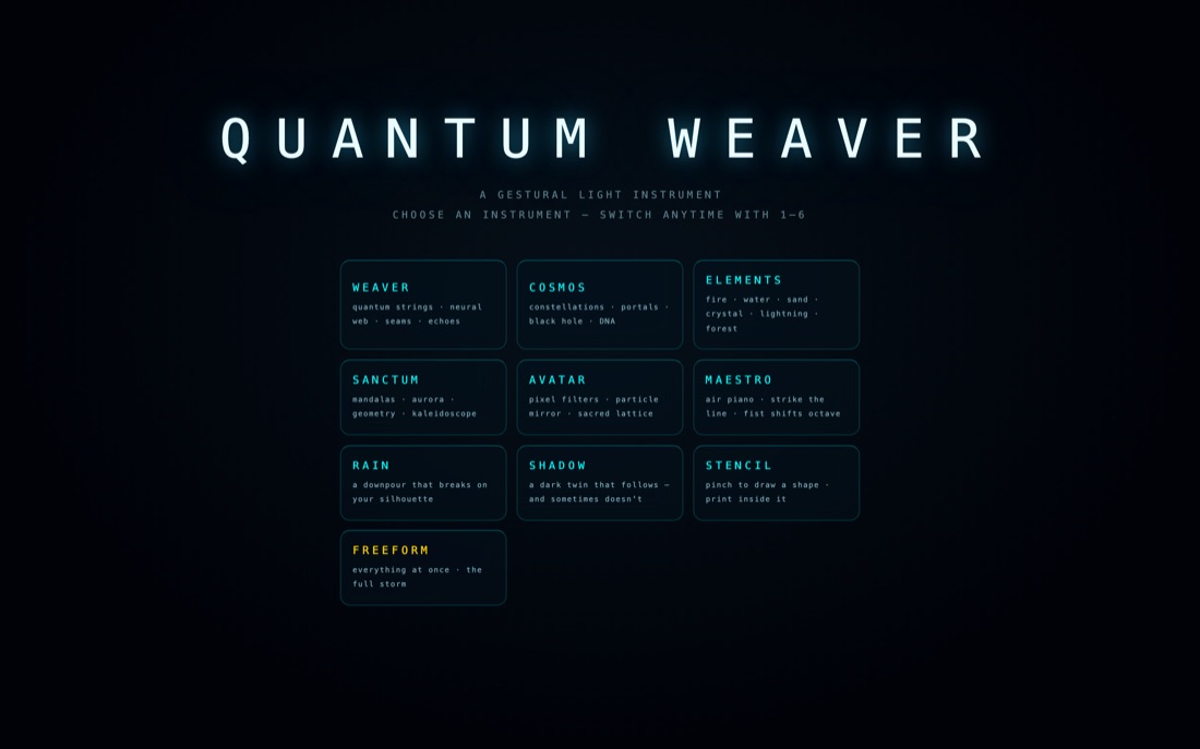Quantum Weaver — instrument select