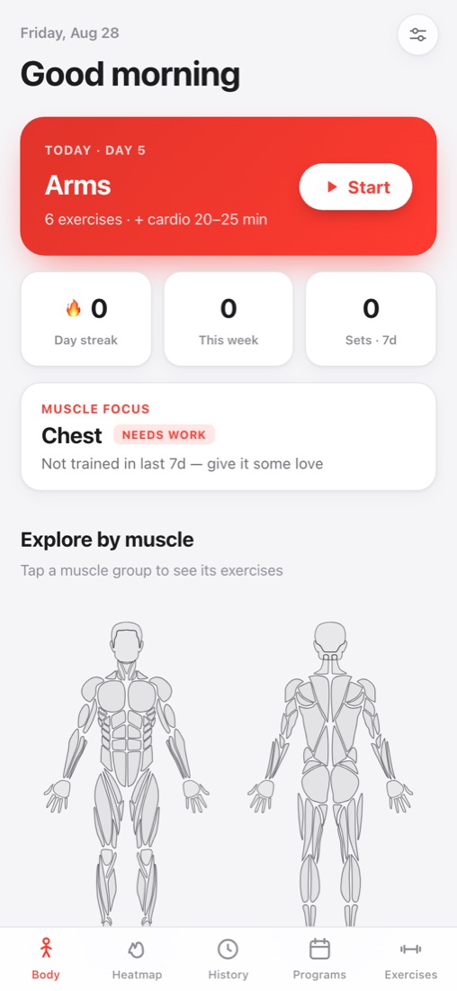 RepBook — muscle-map dashboard