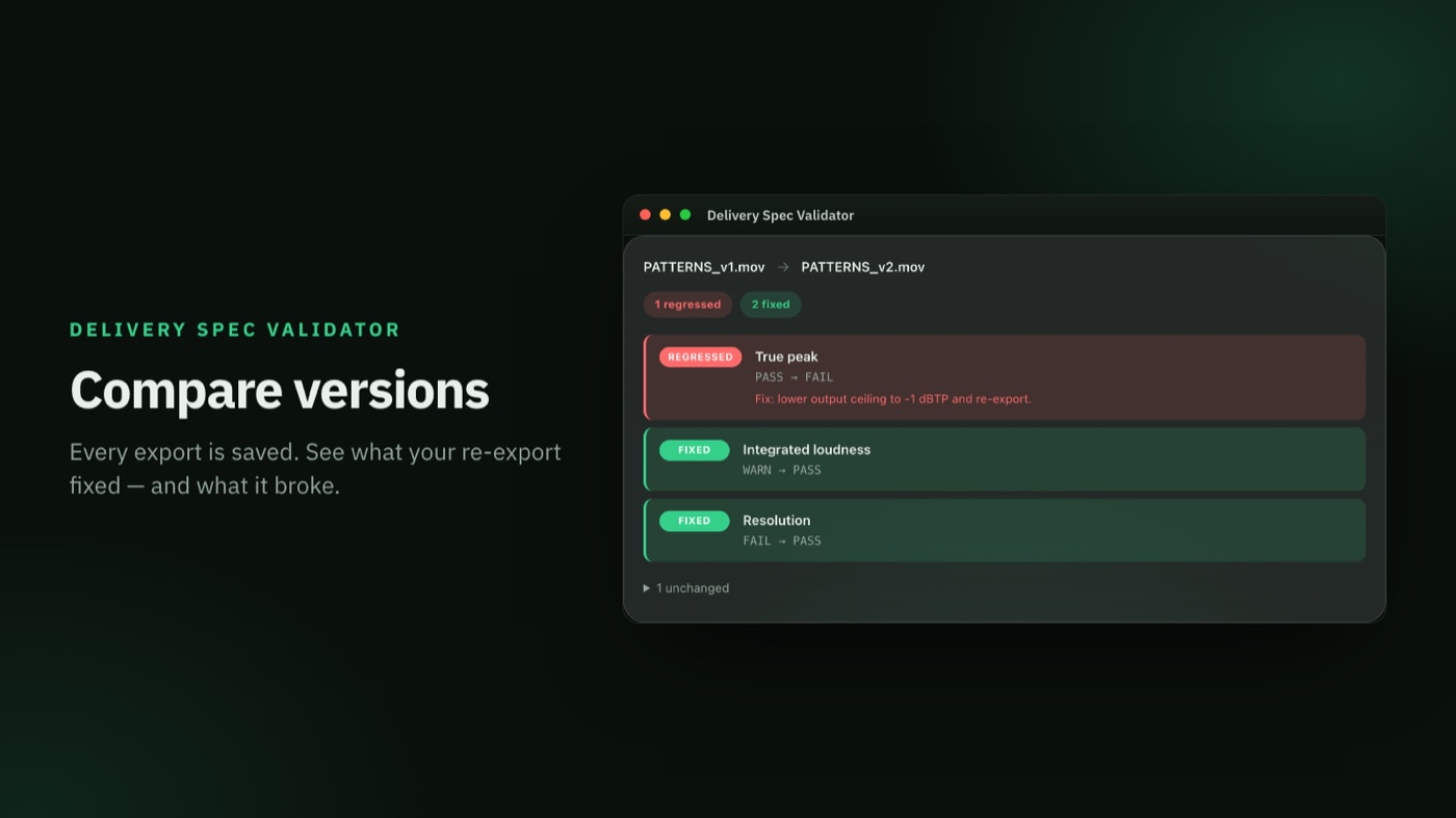 Compare versions &mdash; what you fixed and what regressed